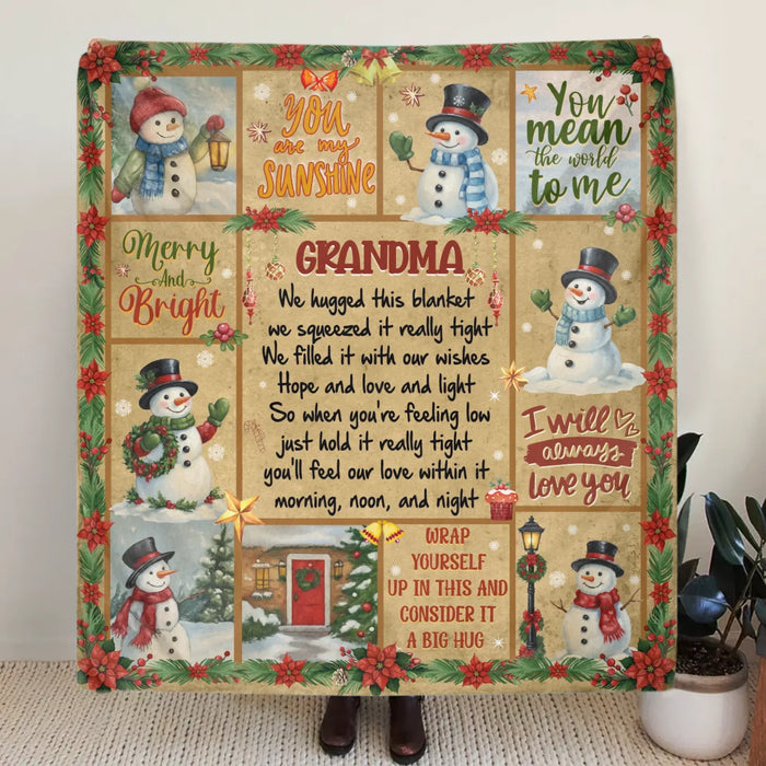 To My Grandma/ Nana Fleece Throw Blanket/ Quilt - Christmas Gift Idea - You Mean The World To Me