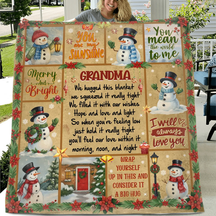 To My Grandma/ Nana Fleece Throw Blanket/ Quilt - Christmas Gift Idea - You Mean The World To Me