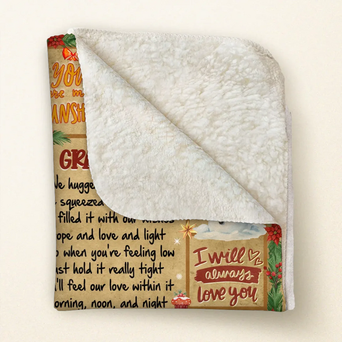 To My Grandma/ Nana Fleece Throw Blanket/ Quilt - Christmas Gift Idea - You Mean The World To Me