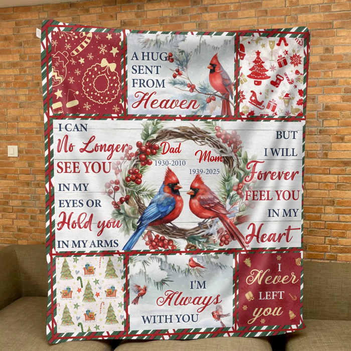 Personalized Memorial Cardinal Fleece Throw Blanket/ Quilt – Custom Name & Years – “I’m Always With You” - Comfort Gift for Loss of Mom, Dad or Loved One