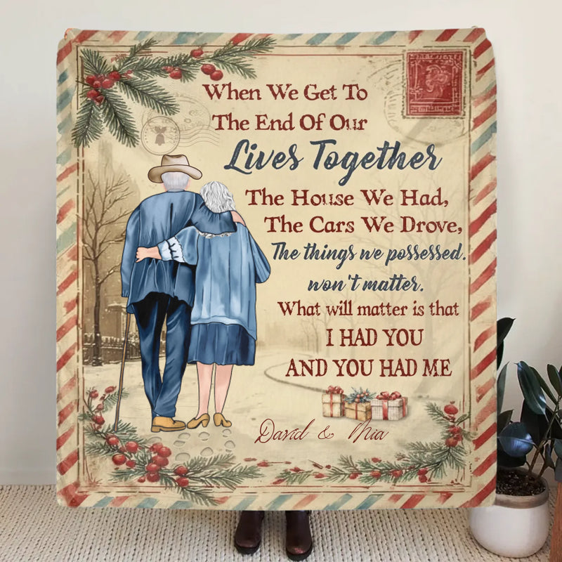 Personalized Old Couple Fleece Throw Blanket/ Quilt – Custom Names – Romantic Anniversary, Valentine’s Day or Christmas Gift for Couples
