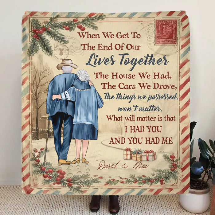 Personalized Old Couple Fleece Throw Blanket/ Quilt – Custom Names – Romantic Anniversary, Valentine’s Day or Christmas Gift for Couples