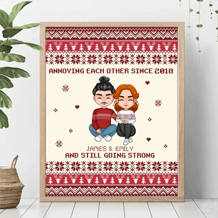 Personalized Couple Poster - Christmas Gift Idea For Couple/ Wife/ Husband/ Anniversary - Annoying Each Other Since 2018
