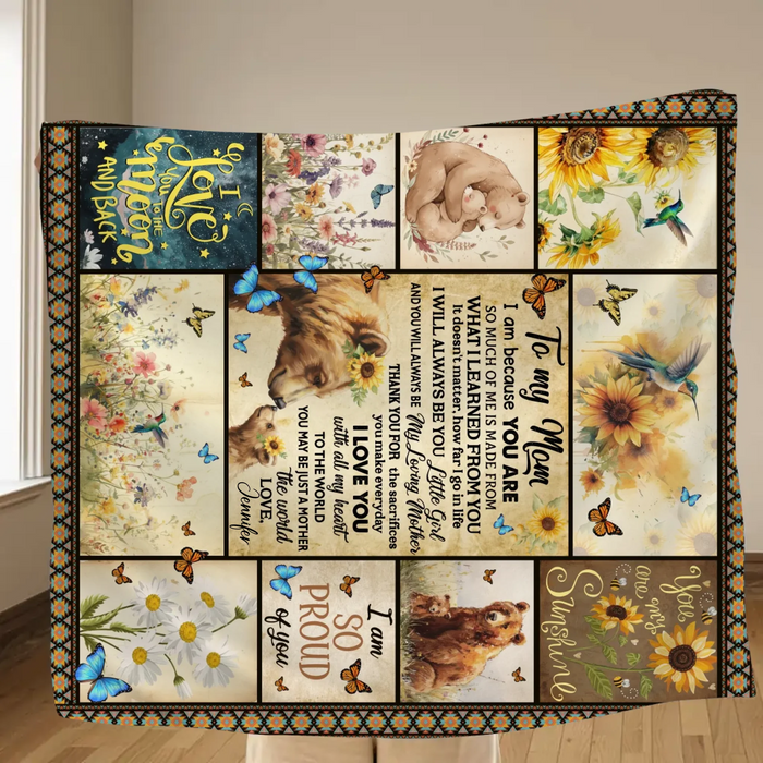 Personalized To My Mom Fleece Throw Blanket/ Quilt - Gift Idea To My Mom - You Are My Sunshine - Heartfelt Mother’s Day or Birthday Gift