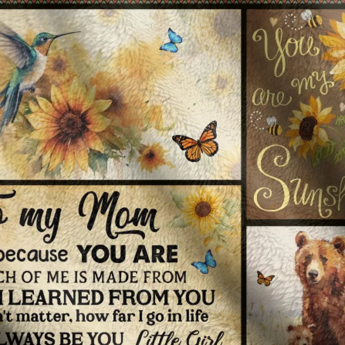Personalized To My Mom Fleece Throw Blanket/ Quilt - Gift Idea To My Mom - You Are My Sunshine - Heartfelt Mother’s Day or Birthday Gift