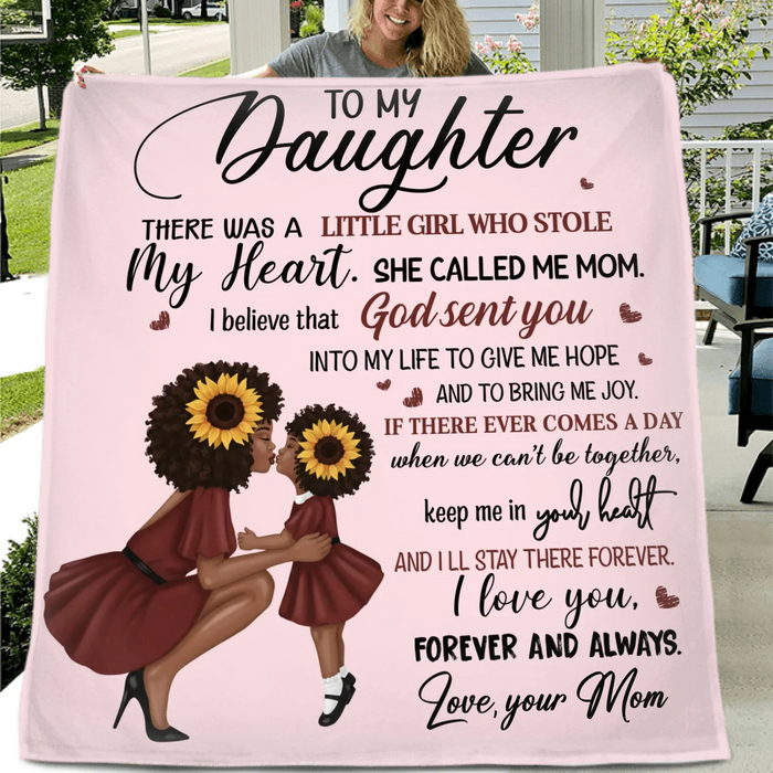 Personalized To My Daughter Fleece Throw Blanket/ Quilt - Encouraging, Loving Message from Mom - Cozy Sentimental Gift