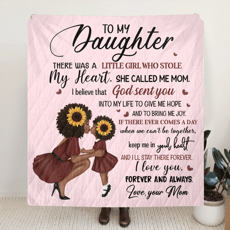 Personalized To My Daughter Fleece Throw Blanket/ Quilt - Encouraging, Loving Message from Mom - Cozy Sentimental Gift