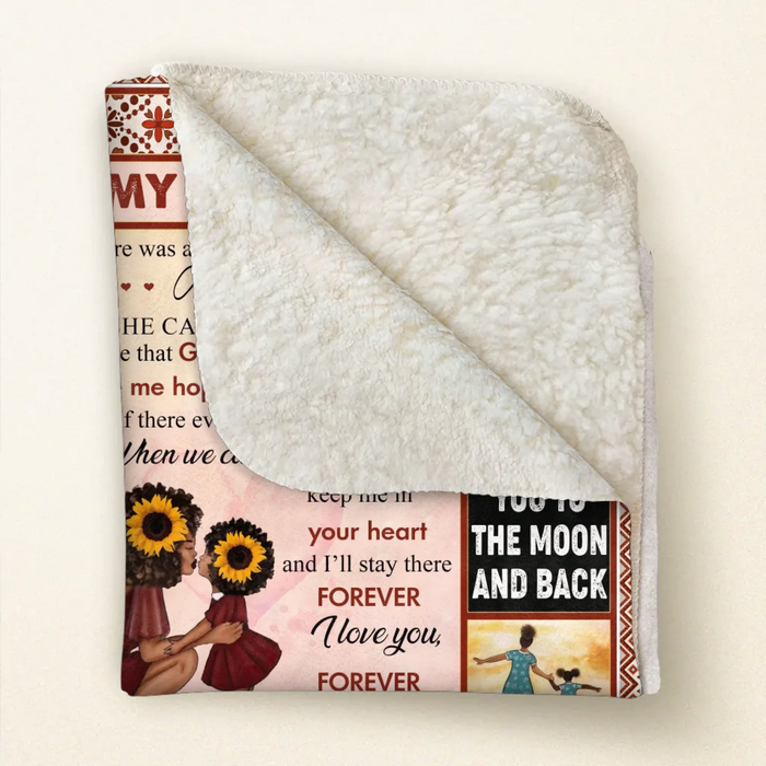 Personalized To My Daughter Fleece Throw Blanket/ Quilt - Heartfelt Message, Afro Girl Art & Love Quote - Gift from Mom