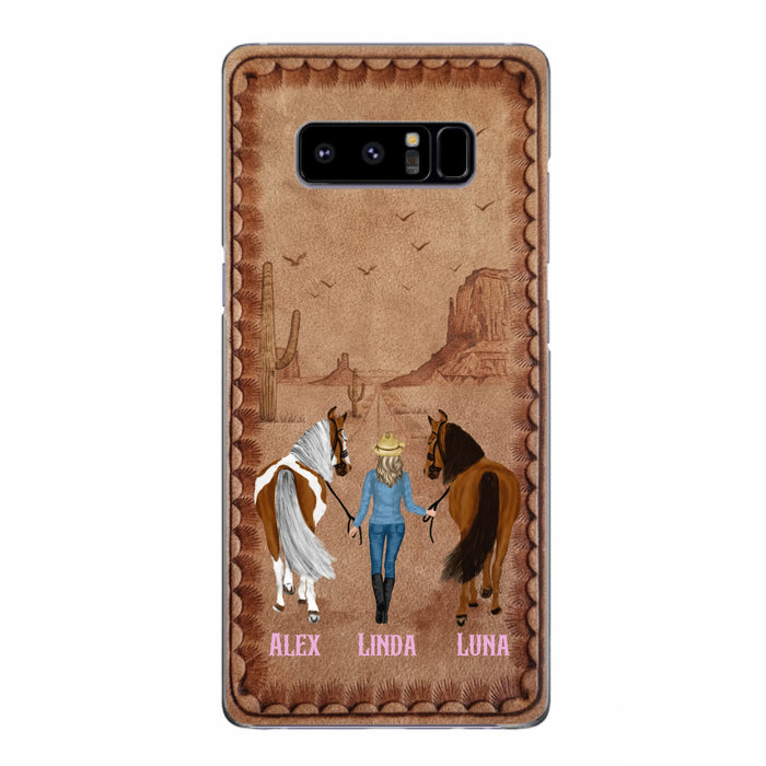 Personalized Cowgirl Phone Case For iPhone/ Samsung - Custom Names & Horses - Gift Idea For Horse Lover