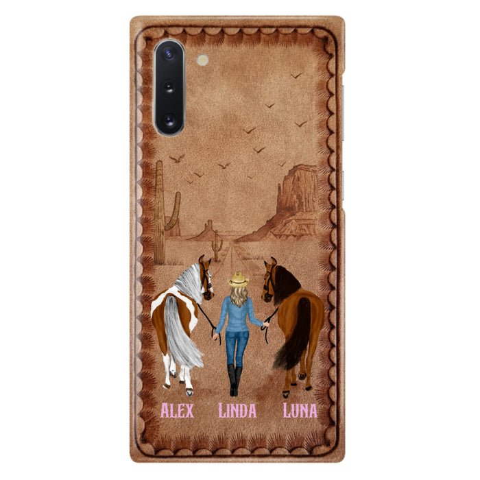 Personalized Cowgirl Phone Case For iPhone/ Samsung - Custom Names & Horses - Gift Idea For Horse Lover