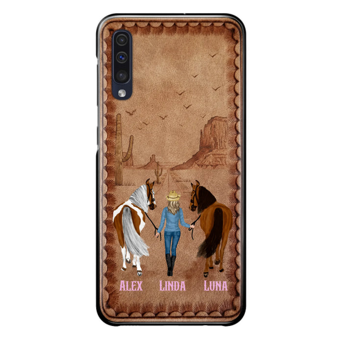 Personalized Cowgirl Phone Case For iPhone/ Samsung - Custom Names & Horses - Gift Idea For Horse Lover