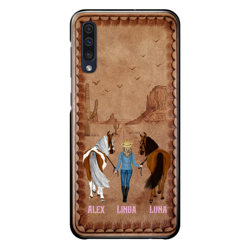 Personalized Cowgirl Phone Case For iPhone/ Samsung - Custom Names & Horses - Gift Idea For Horse Lover