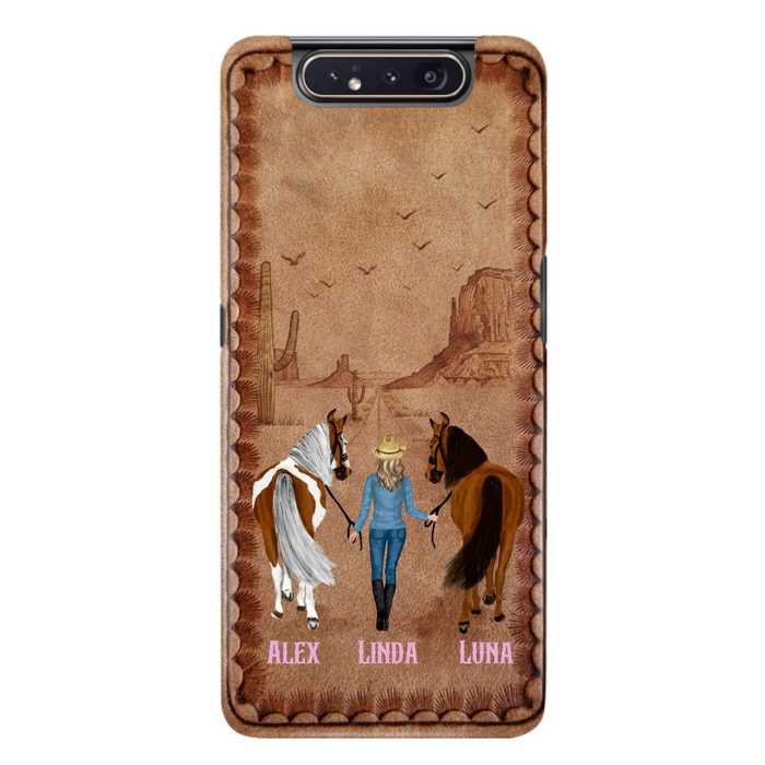 Personalized Cowgirl Phone Case For iPhone/ Samsung - Custom Names & Horses - Gift Idea For Horse Lover