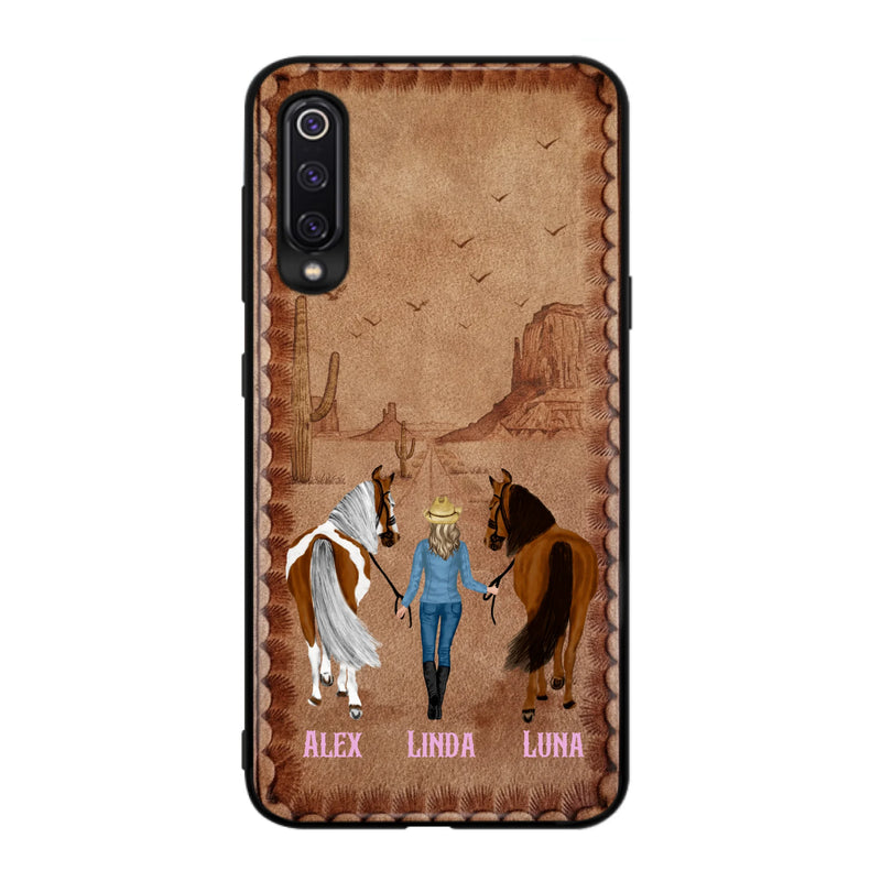 Personalized Cowgirl Phone Case - Xiaomi/ Huawei/ Oppo - Custom Names & Horses - Gift Idea For Horse Lover
