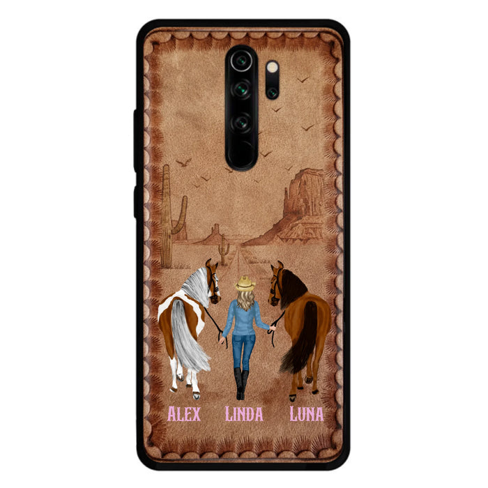 Personalized Cowgirl Phone Case - Xiaomi/ Huawei/ Oppo - Custom Names & Horses - Gift Idea For Horse Lover