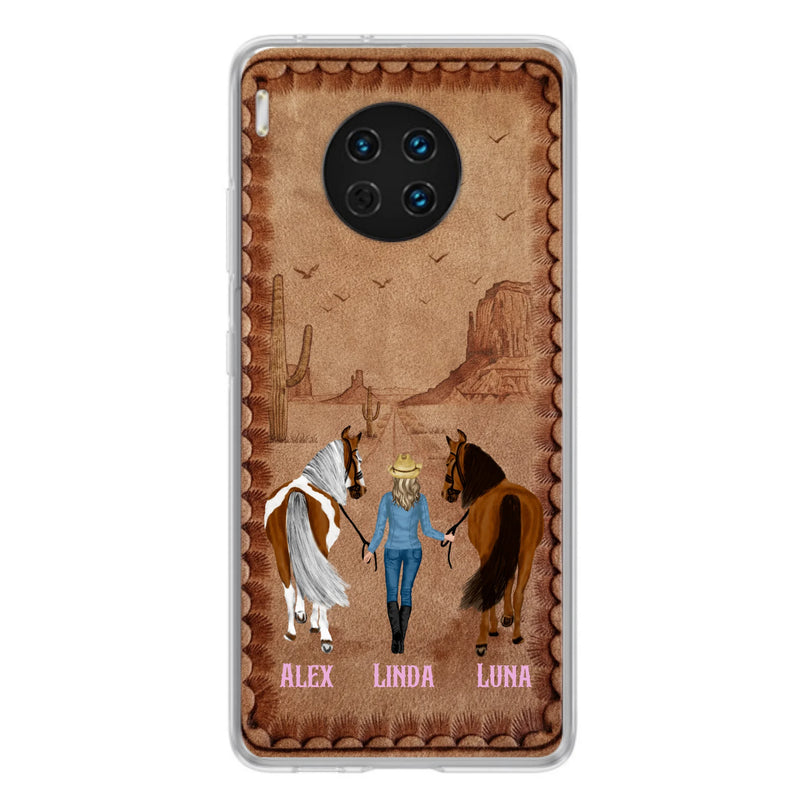 Personalized Cowgirl Phone Case - Xiaomi/ Huawei/ Oppo - Custom Names & Horses - Gift Idea For Horse Lover