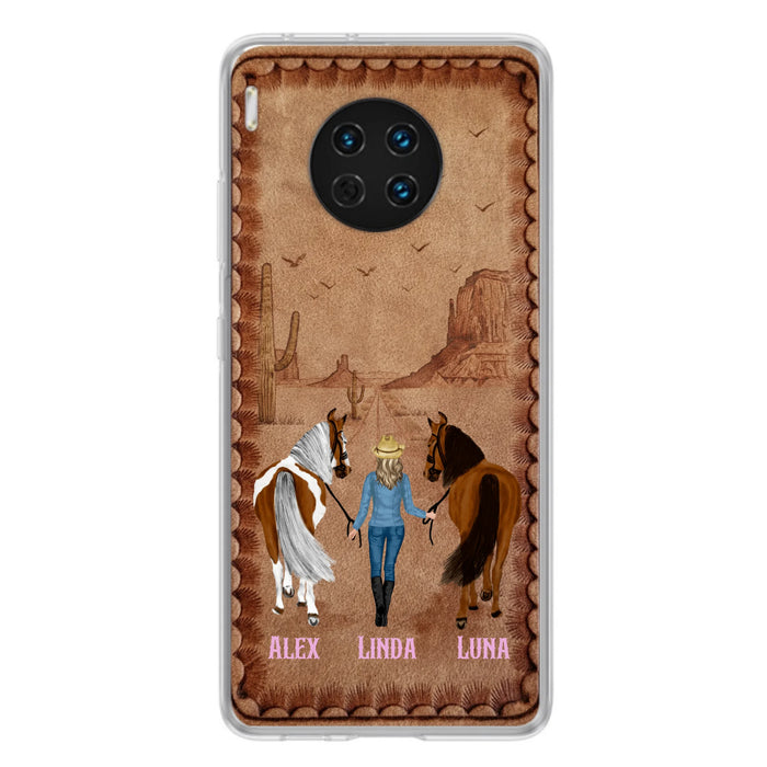 Personalized Cowgirl Phone Case - Xiaomi/ Huawei/ Oppo - Custom Names & Horses - Gift Idea For Horse Lover