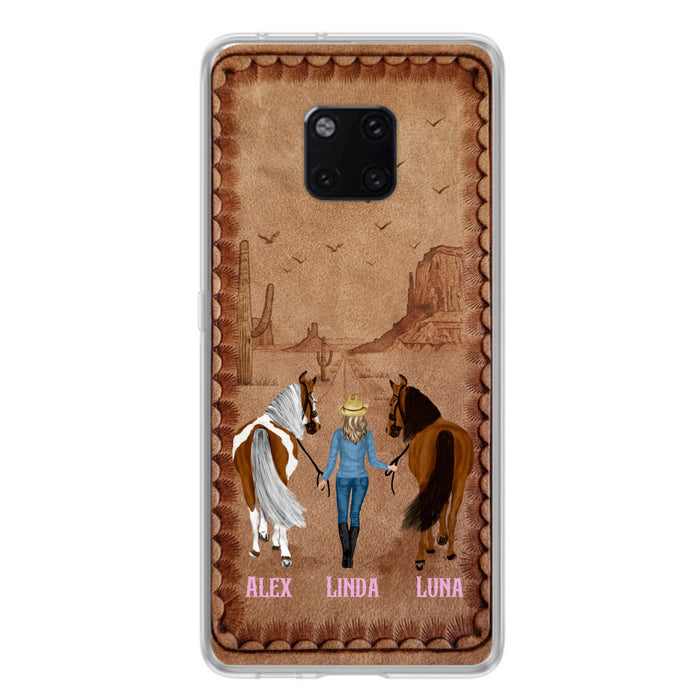 Personalized Cowgirl Phone Case - Xiaomi/ Huawei/ Oppo - Custom Names & Horses - Gift Idea For Horse Lover
