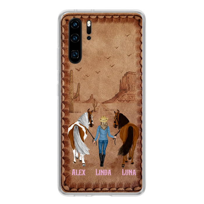 Personalized Cowgirl Phone Case - Xiaomi/ Huawei/ Oppo - Custom Names & Horses - Gift Idea For Horse Lover