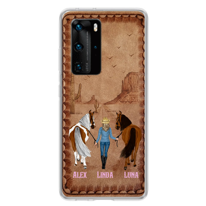 Personalized Cowgirl Phone Case - Xiaomi/ Huawei/ Oppo - Custom Names & Horses - Gift Idea For Horse Lover