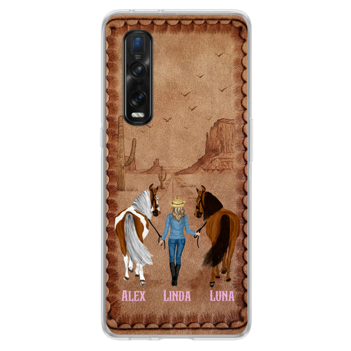 Personalized Cowgirl Phone Case - Xiaomi/ Huawei/ Oppo - Custom Names & Horses - Gift Idea For Horse Lover
