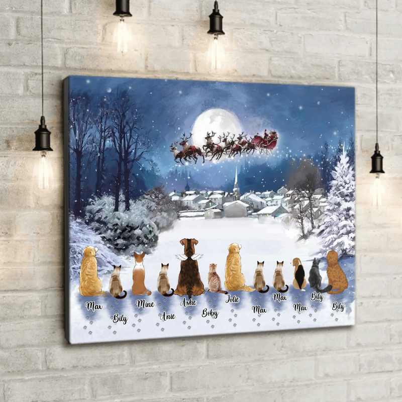 Personalized Christmas Pet Canvas - Up to 7 Pets - Best Gift For Christmas And Dog Lovers/Cat Lovers - TT1FV8