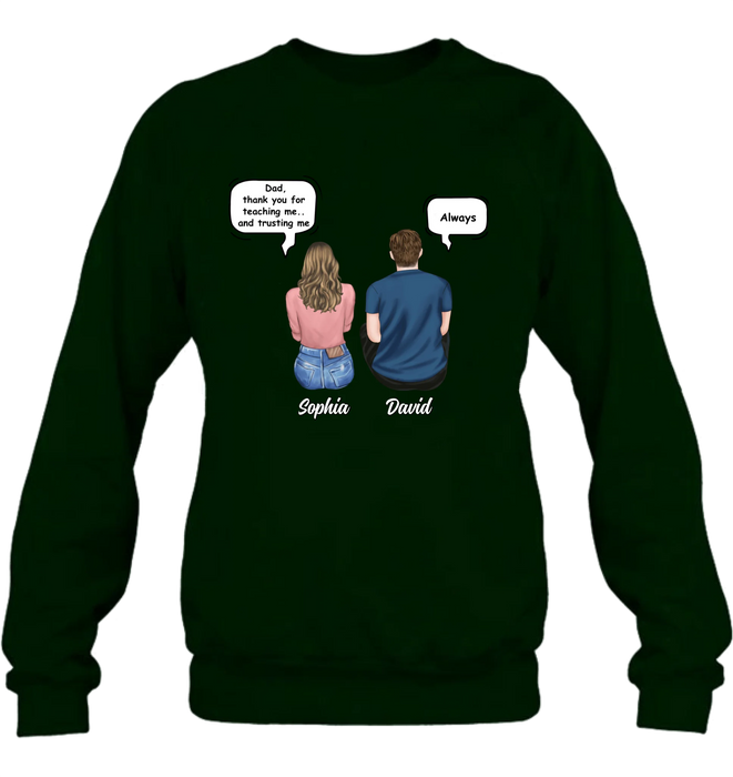 Personalized Father & Daughter Shirt/ Hoodie -Dad, Thank You for Teaching Me - Father’s Day Gift