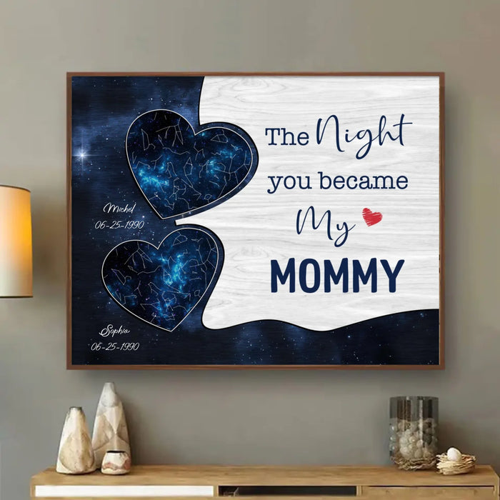 Personalized Mom Poster - Gift Idea for Mom/ Mother's Day with up to 5 Kids - The Night You Became My Mommy