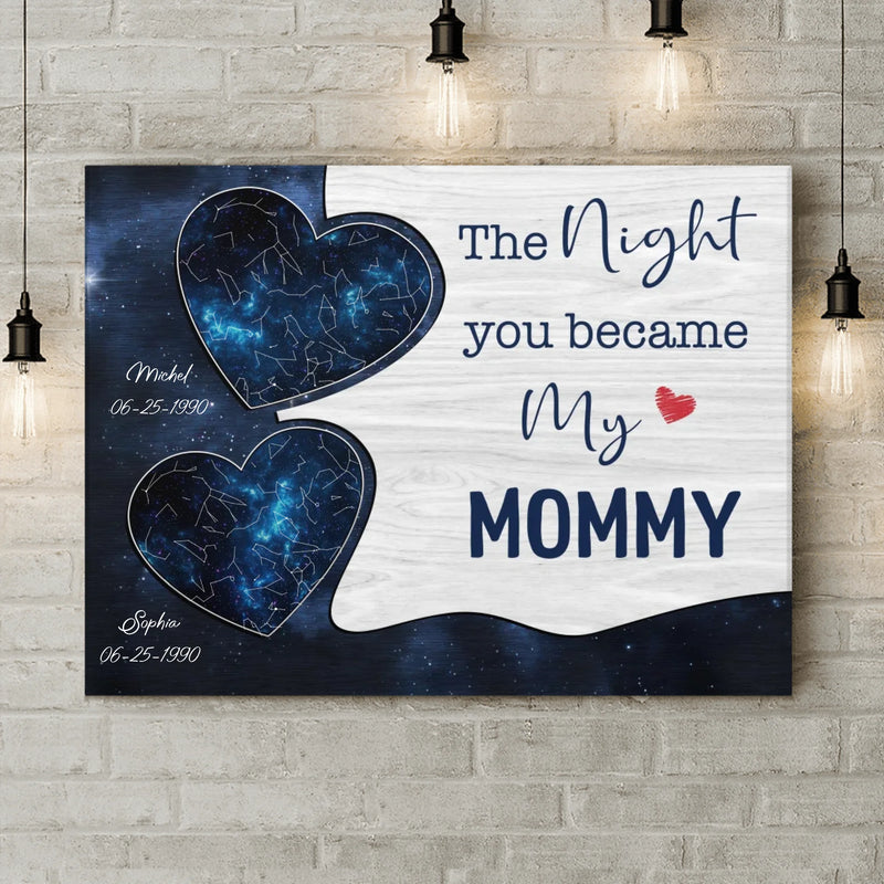 Personalized Mom Canvas - The Night You Became My Mommy - Gift Idea for Mom/ Mother's Day with up to 5 Kids