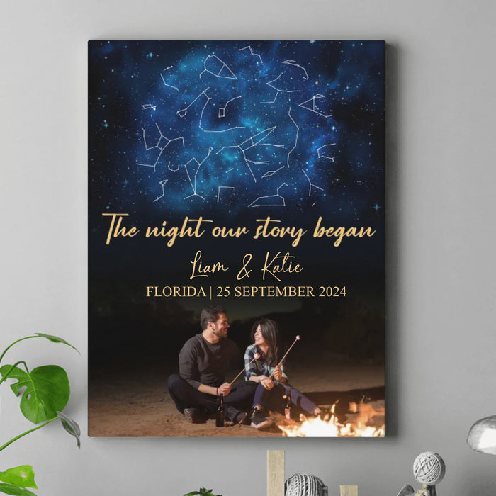 Personalized Couple In Star Night Canvas - Gift Idea For Couple/ Anniversary/ Valentine - Upload Couple Photo