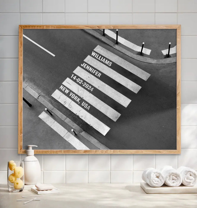 Personalized Crosswalk Street Poster – Custom Names, Date & Location – Unique Anniversary Gift, Wedding Gift, Valentine’s Day