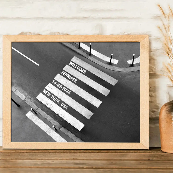 Personalized Crosswalk Street Poster – Custom Names, Date & Location – Unique Anniversary Gift, Wedding Gift, Valentine’s Day