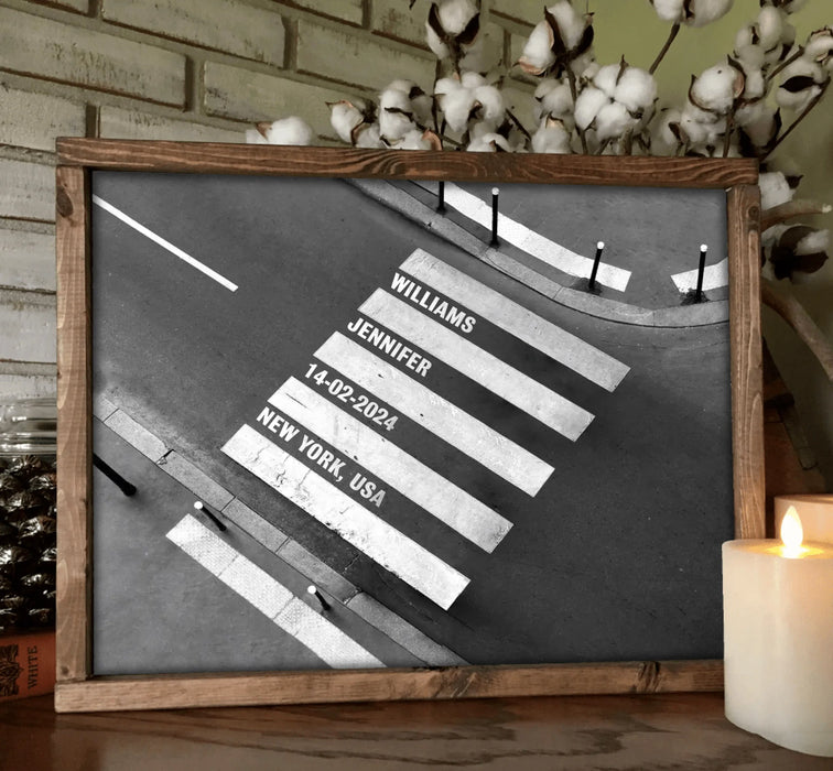 Personalized Crosswalk Street Poster – Custom Names, Date & Location – Unique Anniversary Gift, Wedding Gift, Valentine’s Day