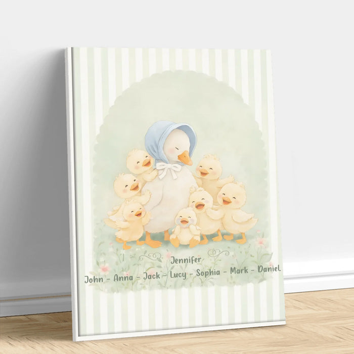 Personalized Grandma Goose Canvas - Gift Idea For Grandma/ Nana with up to 7 Kids - Custom Names