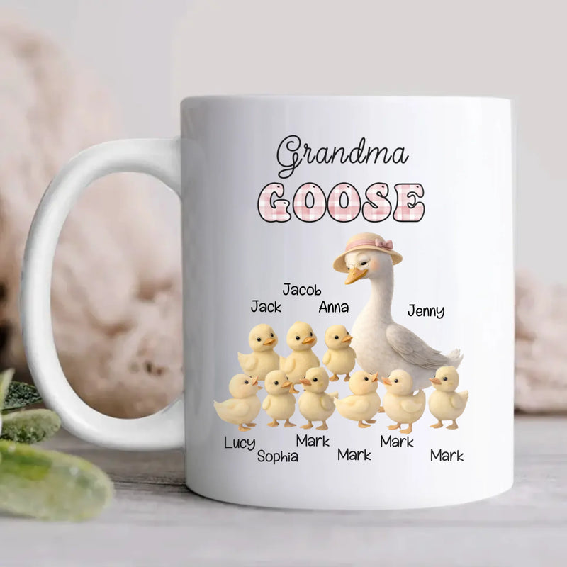 Personalized Goose Coffee Mug - Gift Idea from Grandkids to Grandma/ Nana - Grandma Goose
