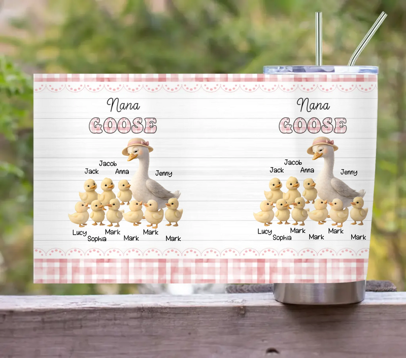 Personalized Grandma Goose Tumbler – Custom Goose & Grandkids Names – Nana's Goose – Gift for Grandma from Grandkids