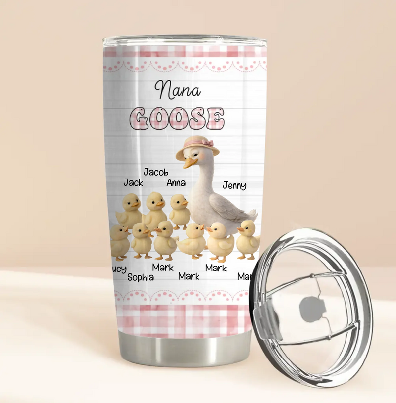 Personalized Grandma Goose Tumbler – Custom Goose & Grandkids Names – Nana's Goose – Gift for Grandma from Grandkids