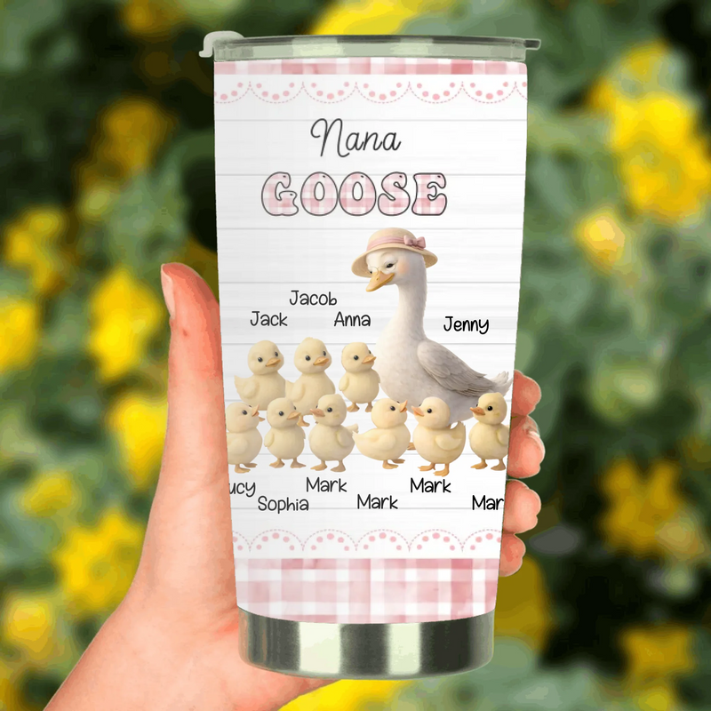 Personalized Grandma Goose Tumbler – Custom Goose & Grandkids Names – Nana's Goose – Gift for Grandma from Grandkids