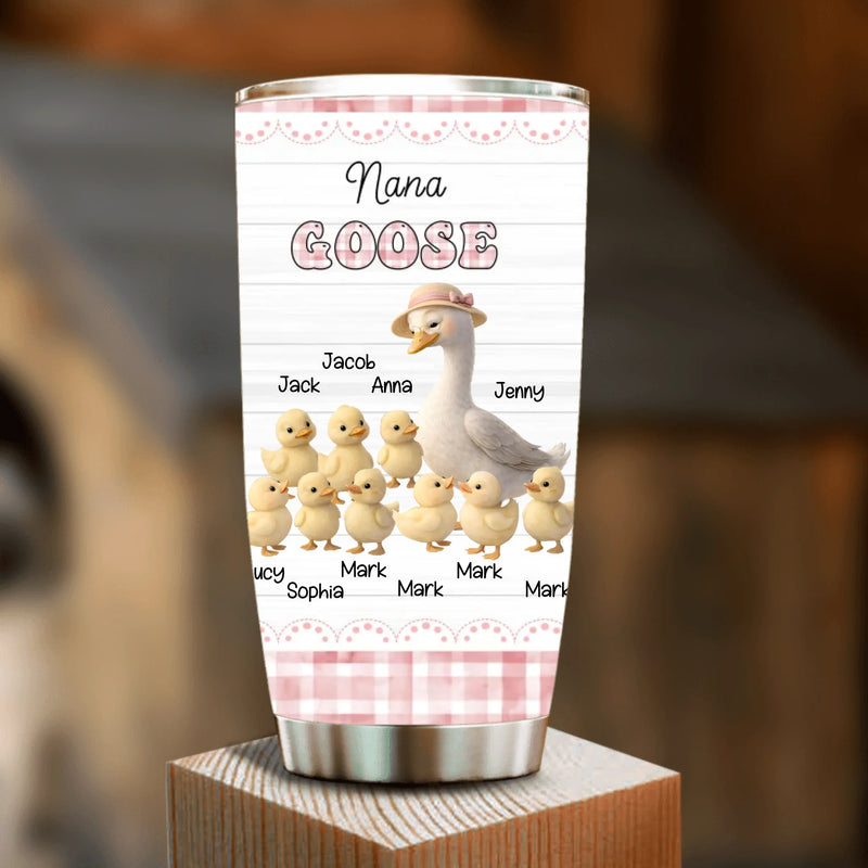 Personalized Grandma Goose Tumbler – Custom Goose & Grandkids Names – Nana's Goose – Gift for Grandma from Grandkids