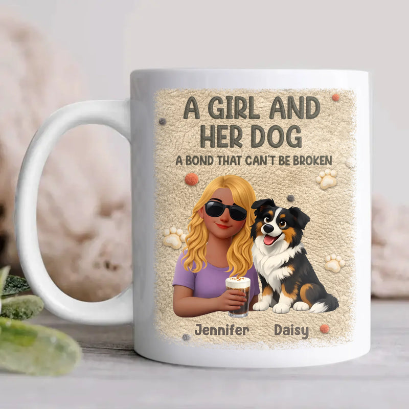 Personalized Girl and Her Dog Coffee Mug – A Bond That Can’t Be Broken - Custom Mug for Dog Lovers
