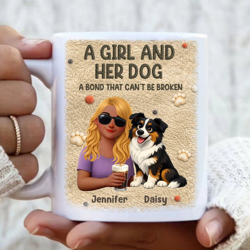 Personalized Girl and Her Dog Coffee Mug – A Bond That Can’t Be Broken - Custom Mug for Dog Lovers