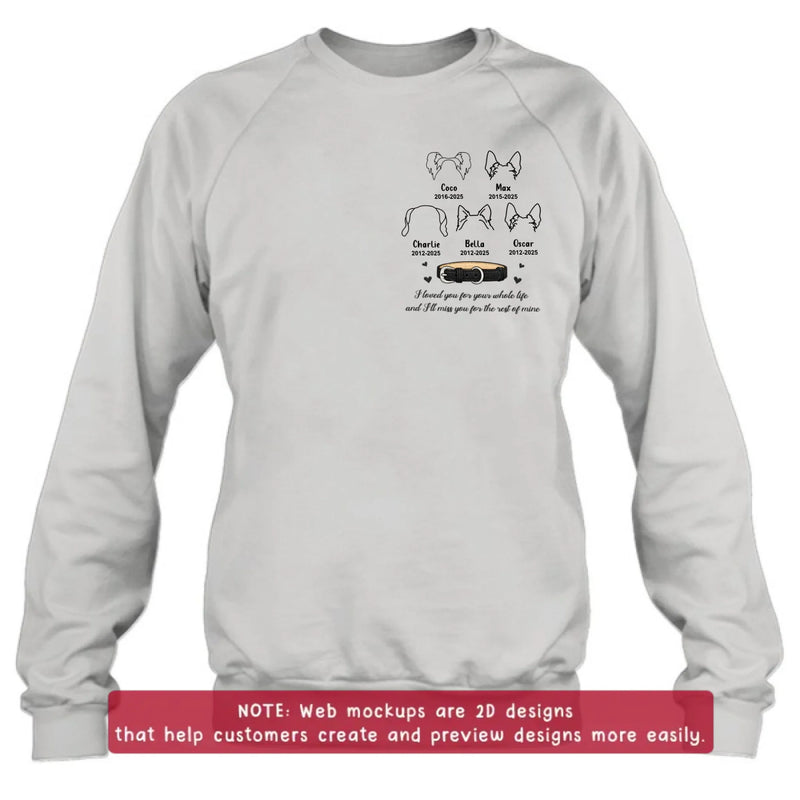 Personalized Pet Memorial Embroidered Shirt/ Hoodie – Custom Dog Line Art with Names & Years, In Loving Memory Dog Loss Gift