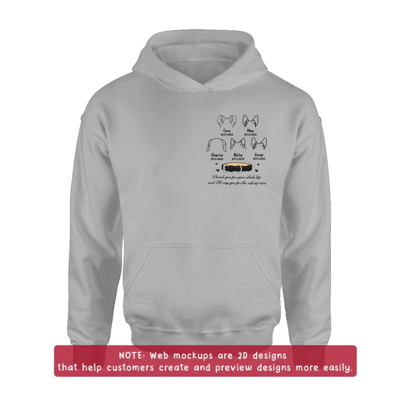 Personalized Pet Memorial Embroidered Shirt/ Hoodie – Custom Dog Line Art with Names & Years, In Loving Memory Dog Loss Gift