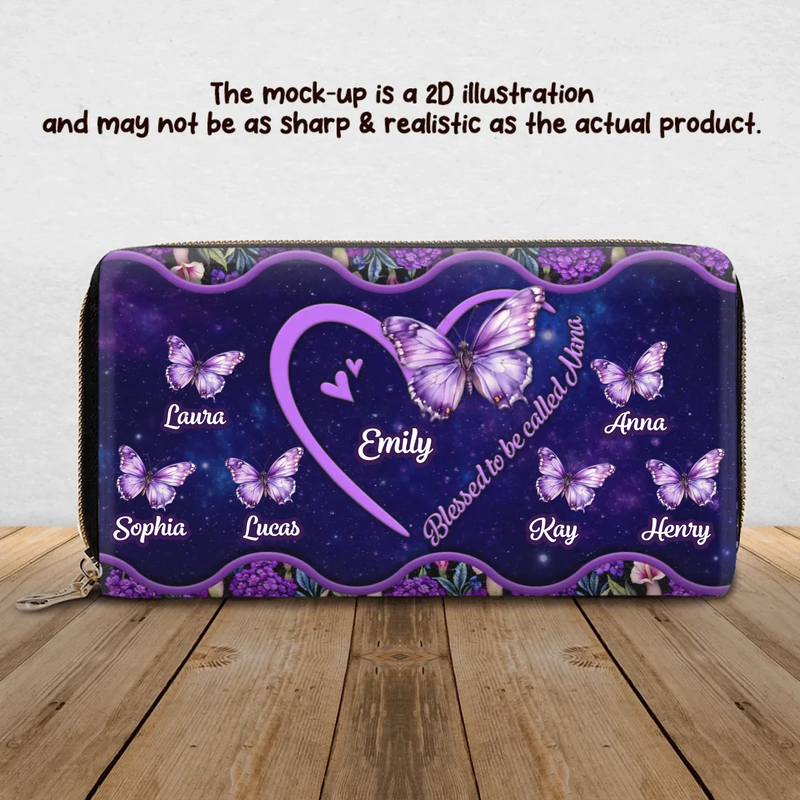Personalized Nana Long Wallet - Mother's Day/ Birthday Gift Idea From Kid To Mom with up to 6 Kids - Blessed To Be Called Nana