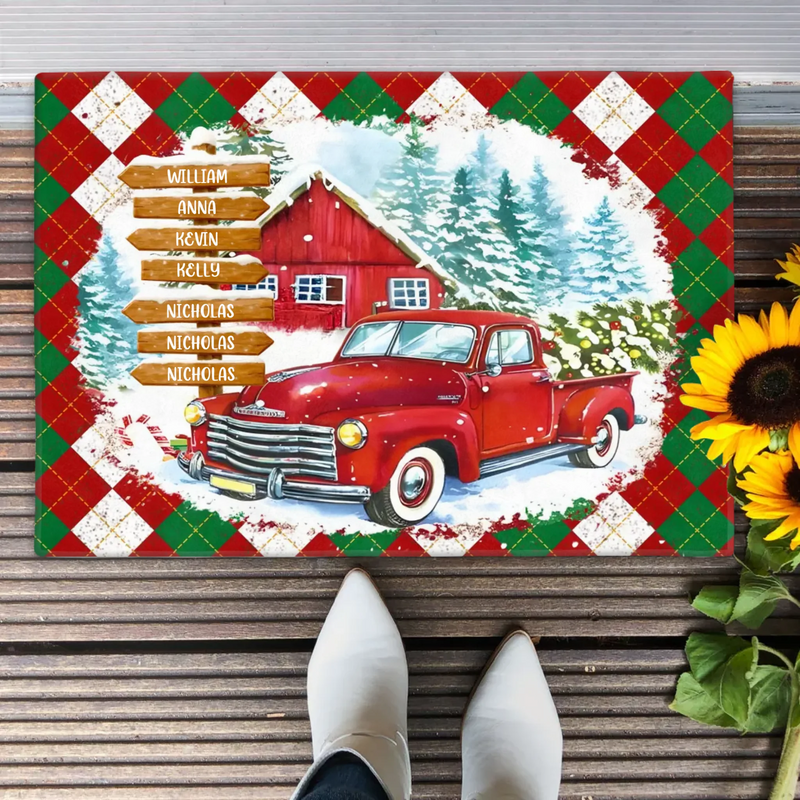 Personalized Street Sign Family Doormat - Gift Idea For Family - Up to 7 Members