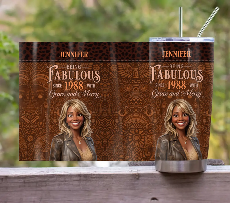 Personalized Mom Tumbler - Mother's Day Gift Idea For Mom/ Grandma - Being Fabulous Since 1988 with Grace and Mercy