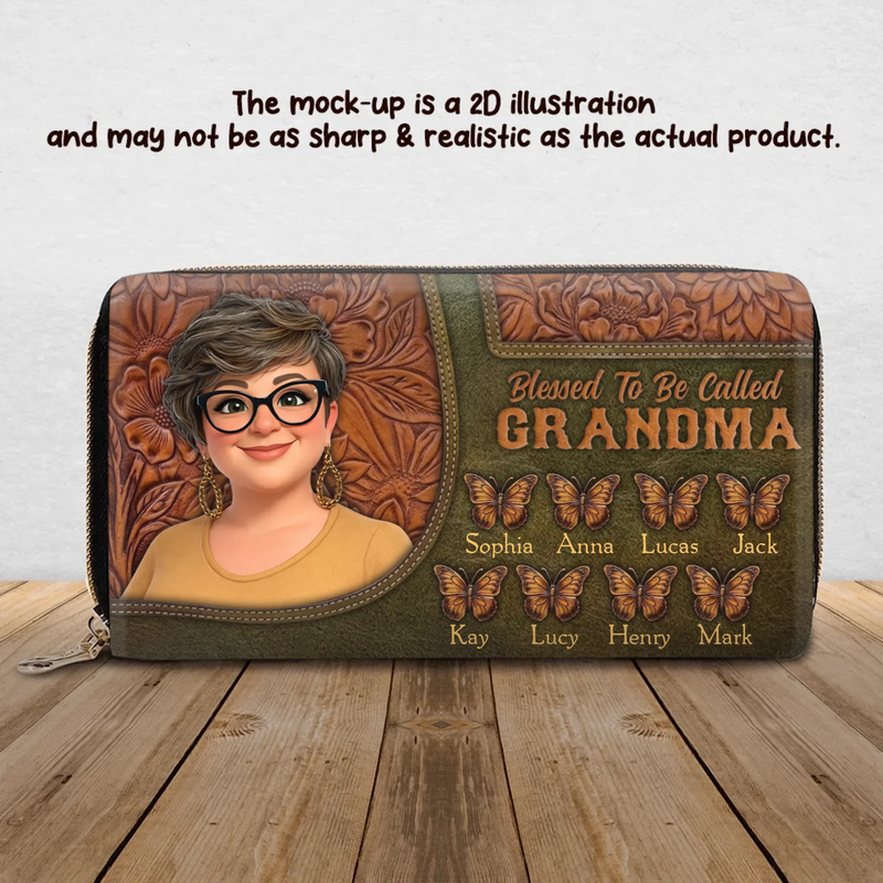Personalized Grandma Long Wallet - Blessed To Be Called Grandma - Mother's Day Gift Idea For Mom/ Grandma with up to 8 Kids