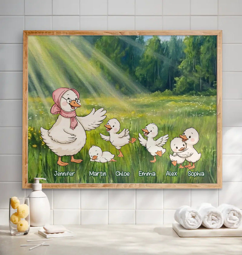 Personalized Nana Goose Poster – Custom Grandma & Grandkids Names with up to 5 Kids – Cute Family Gift for Nana from Grandchildren