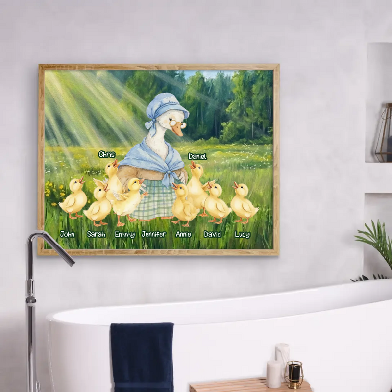 Personalized Grandma Goose Poster - Mother's Day Gift Idea - Custom Grandma and Grandkid Names with up to 8 Kids
