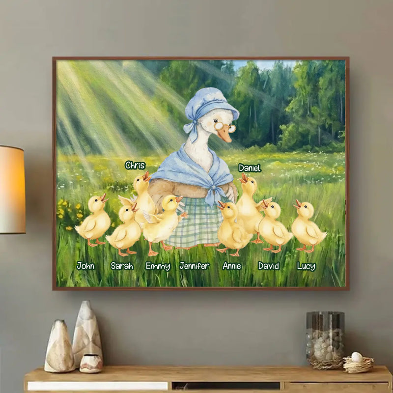 Personalized Grandma Goose Poster - Mother's Day Gift Idea - Custom Grandma and Grandkid Names with up to 8 Kids
